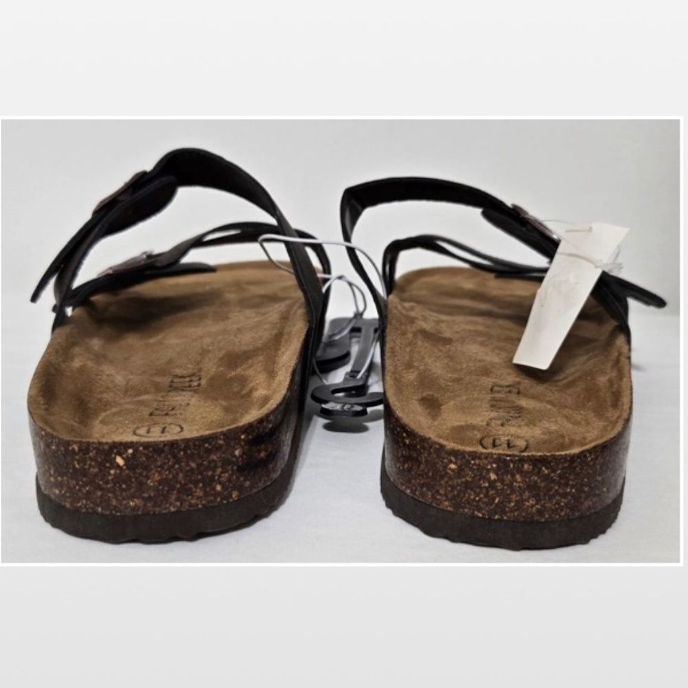 New Falls Creek Shoes Womens Sandals Dark Brown Straps Buckles Slip On Size 11 - Picture 9 of 15